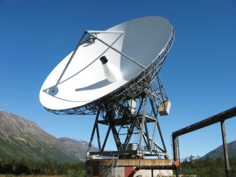 The European Incoherent Scatter radar near Tromso, Norway, was used to study climate change in the upper atmosphere. Credit: Yasunobu Ogawa