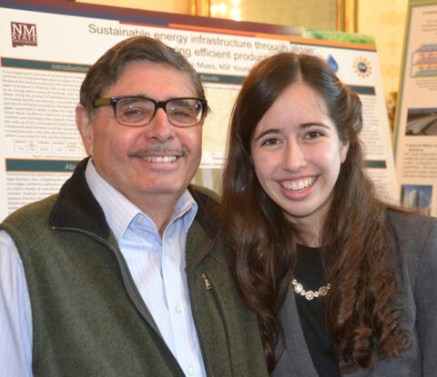 Science Fair participant Sophia Sánchez-Maes with her grandfather Albert Sánchez. Credit: Randy Showstack