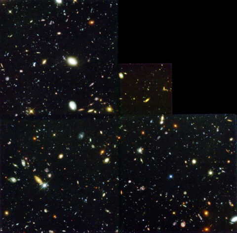 The original Hubble Deep Field, imaged by Hubble in 1994, shows some 1,500 galaxies and providesd what was then one of the most detailed and deepest views of a tiny slice of the cosmos. Credit: R. Williams, STScI; Hubble Deep Field Team; NASA/ESA