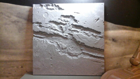 A 58-square-centimeter (23-square-inch) 3-D model of the giant Valles Marineris canyon on Mars. Credit: Seth Horowitz, Northeast Planetary Data Center
