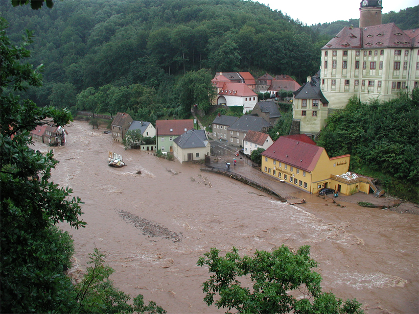 Image of flooding in the Ore Mountains in Germany from August 2002