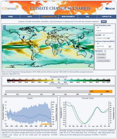 Fig. 1. Screenshot of the Climate Inspector: an interactive web-based application for global climate change data visualization and exploration.