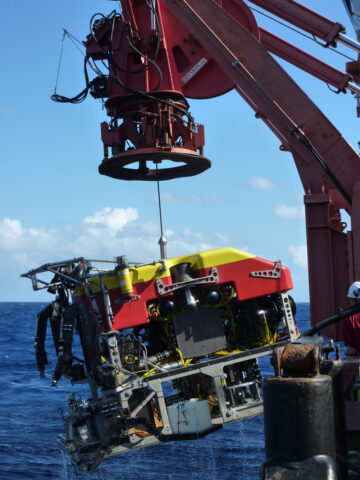 The team used this remotely operated vehicle in 2013 to sample fluids, rocks, and fauna from the new vent system. Credit: Rachel Mills/University of Southampton, UK
