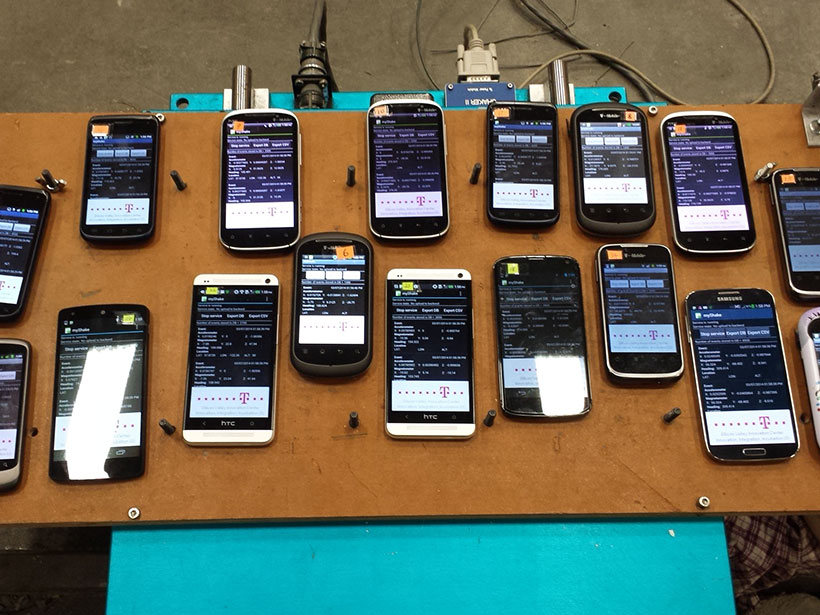 In tests of the MyShake app, researchers subjected cell phones to simulated earthquakes using a shake table at the University of California, Berkeley.