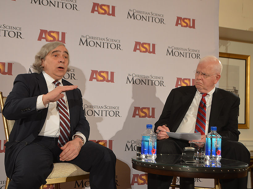 U.S. Energy Secretary Ernest Moniz and senior editor and Washington bureau chief of the Christian Science Monitor discuss climate change and U.S. energy policy.