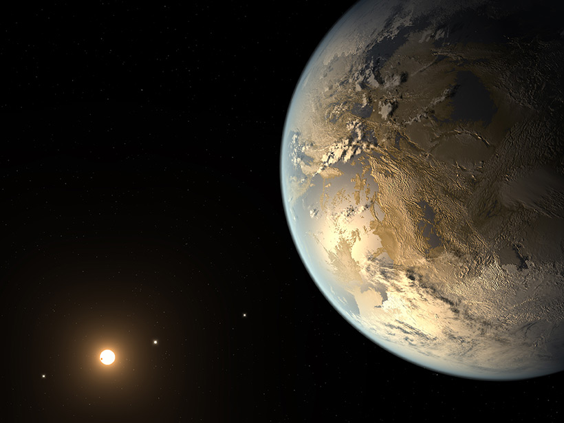 An artist’s rendition of Kepler-186f, an Earth-size planet in the habitable zone of a distant solar system.