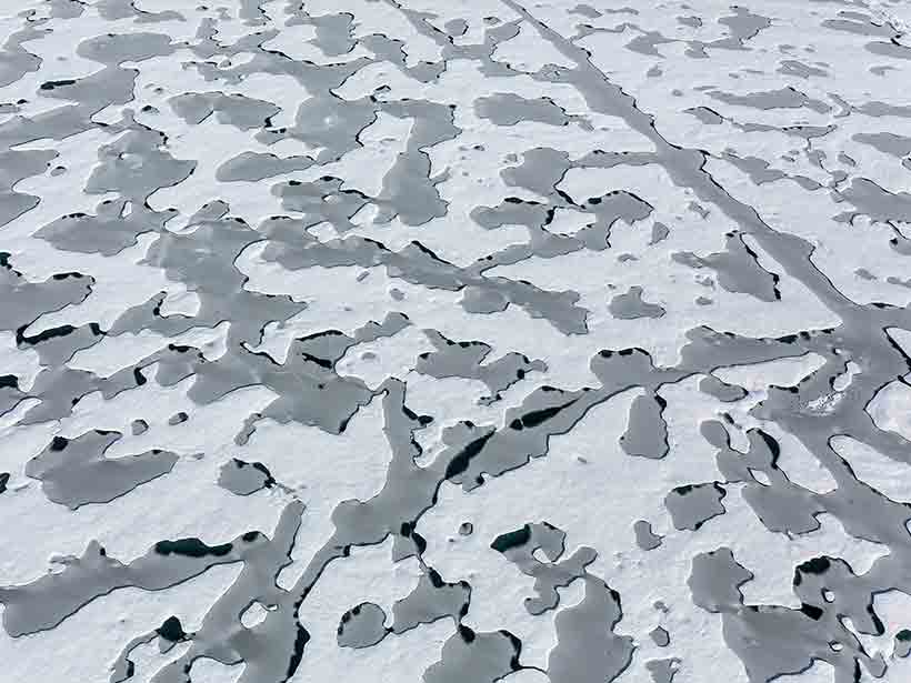 Sea ice in the central Arctic Ocean during summer 2015, when Arctic sea ice was exceptionally thin.