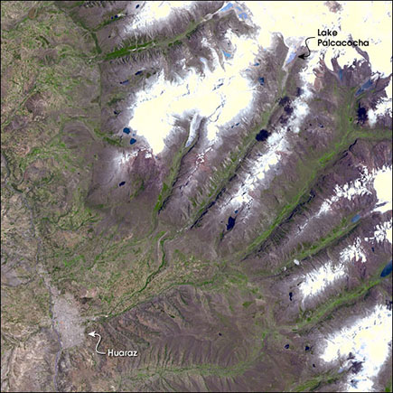 Lake Palcacocha floods reach Huaraz in 15 minutes.