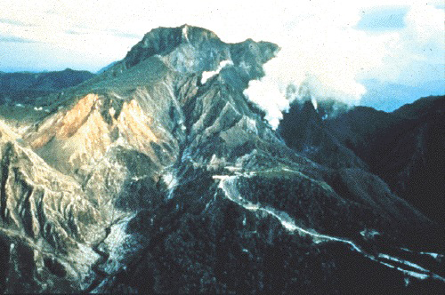 Preeruption Mount Pinatubo on 9 June 1991, viewed from the northeast.