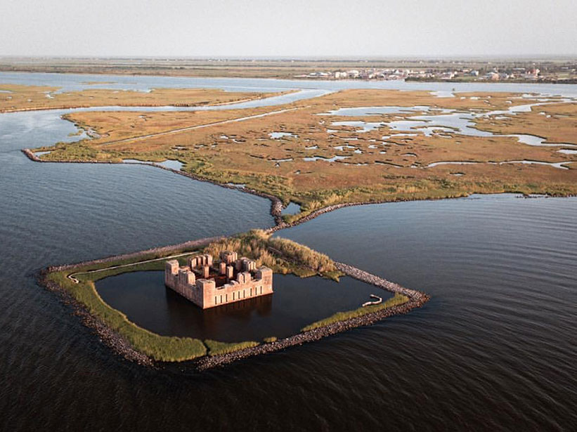 Ruins of Fort Beauregard are partially submerged in lake Borgne.