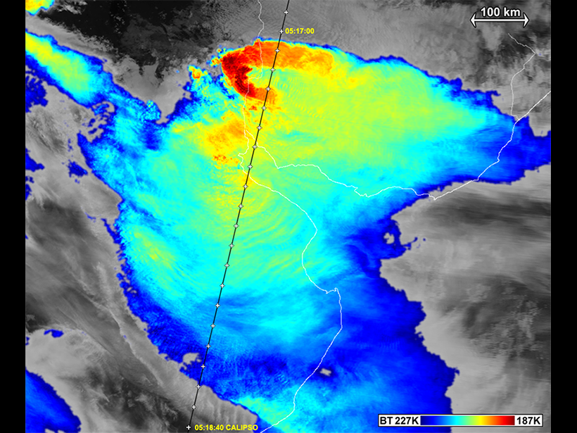 Infrared view of the storm taken by satellite.