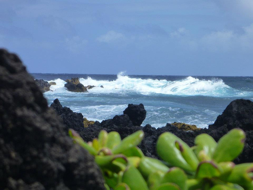 Waves on the Pacific Ocean seen from Maui, Hawaii