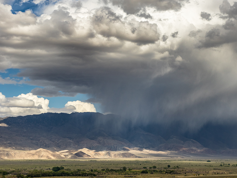 Rain over California’s Owen’s Valley in early May 2016. The 2015–2016 El Niño, which officially ended in late May, was one of the strongest El Niños on record.