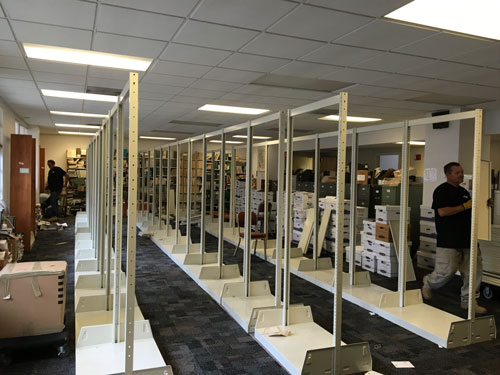 Dismantled shelving of the Arizona Geological Survey’s former library.