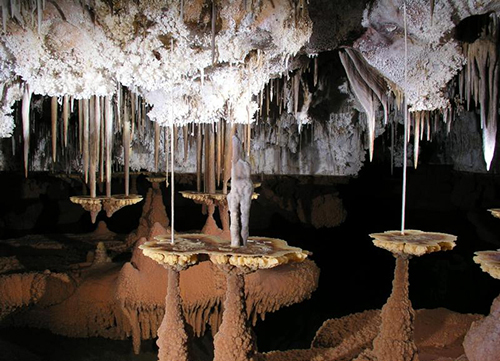 Stalagmites and stalactites in Carlsbad National Park’s Lechuguilla Cave
