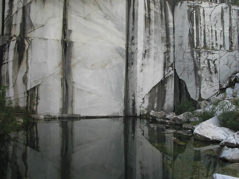 Carrara marble, pictured here in a deserted quarry.