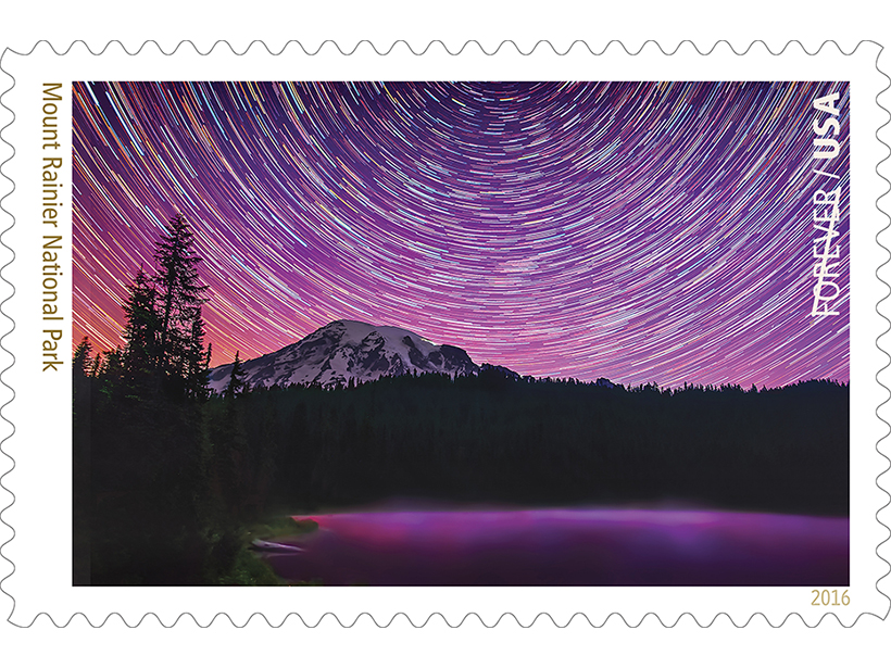 Mount Rainier National Park centennial postage stamp.