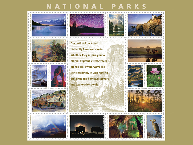National Park Service centennial stamp sheet.