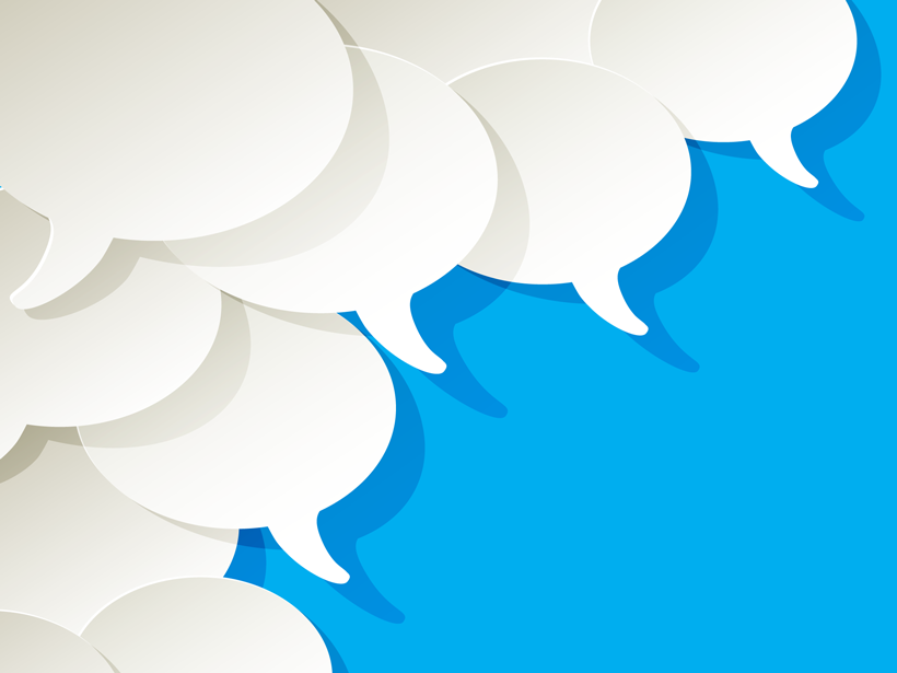Comment bubbles over a blue background