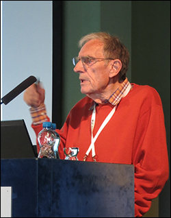 Adam Dziewonski at the ISC-50 session of the June 2015 IUGG General Assembly in Prague.