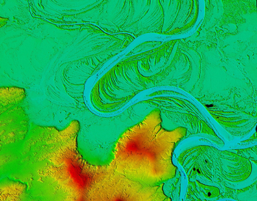 Digital topographic image of Koyukuk River in western Alaska.