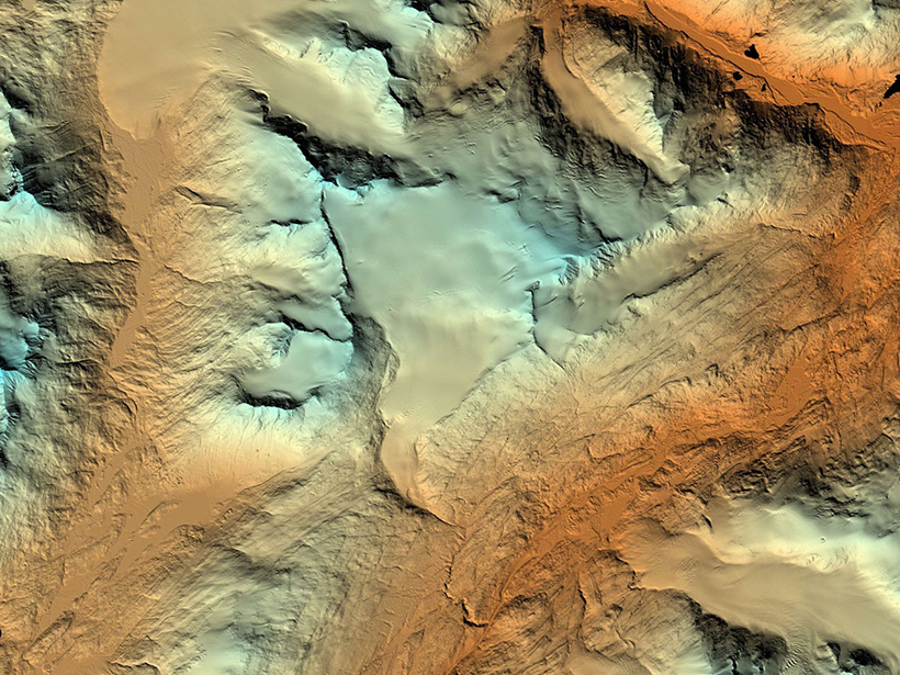 Topographic image of Wolverine Glacier in Alaska's Kenai Peninsula.