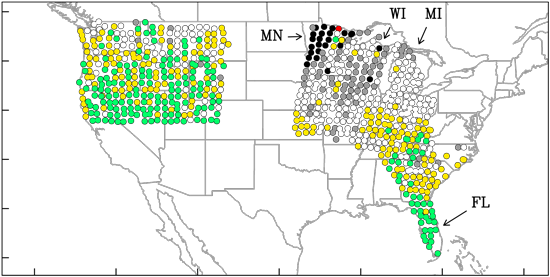 Researchers create a hazard map to show how geomagnetic storms can damage power grids.