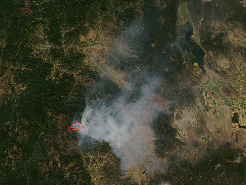 A satellite view of the Gap Fire in southern California, taken August 31, 2016.