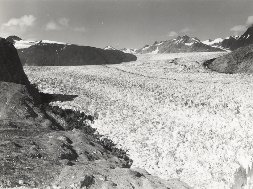 A 1941 photograph shows the extent then of the Muir Glacier in Alaska.