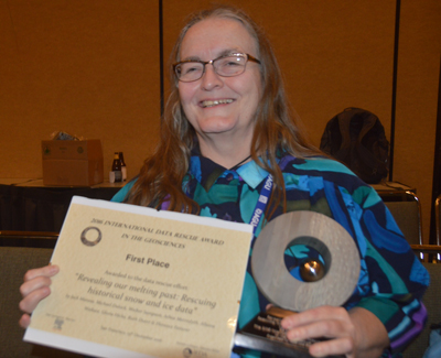 Ruth Duerr of the Ronin Institute represented a project that won the 2016 International Data Rescue Award in the Geosciences.