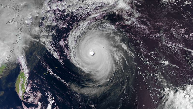 Researchers examine surface currents in the open ocean during Typhoon Danas