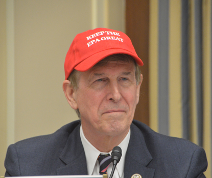 At the hearing, U.S. Rep. Don Beyer donned a red baseball cap reading “Keep the EPA Great.”