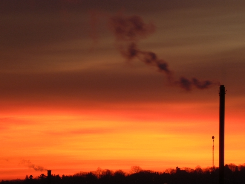 Smokestacks puffing gas