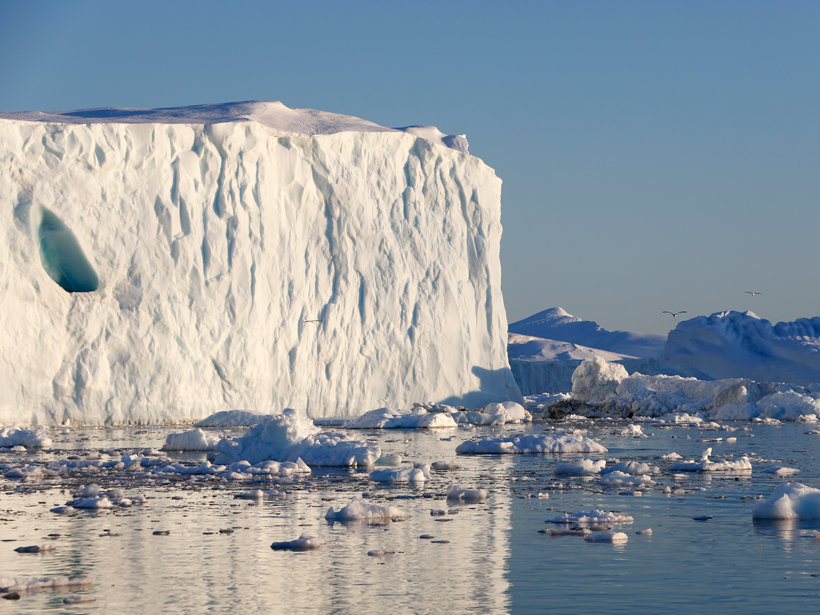 Glacier melting off the coast of Greenland.
