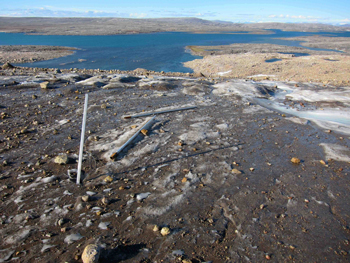 Pipes measure internal strain in the ice cap.