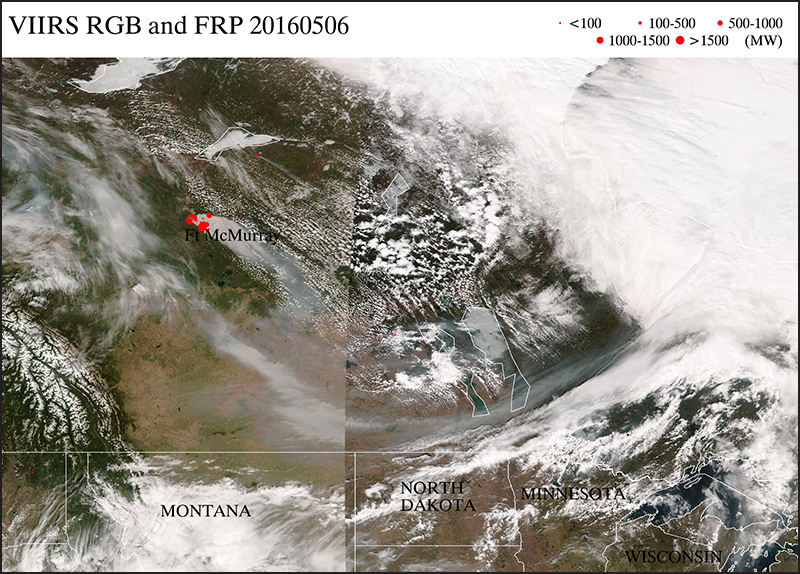 True-color VIIRS satellite imagery (RGB) for 6 May 2016, displayed on the eIDEA website.