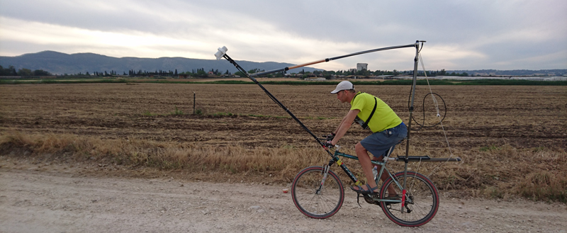 Uri Schattner rides the bike-mag system along a road in northern Israel.