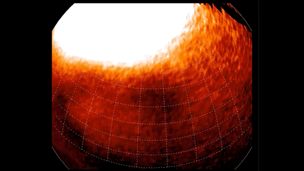 Computerized view of the Great Cold Spot seen as it would appear from directly above.