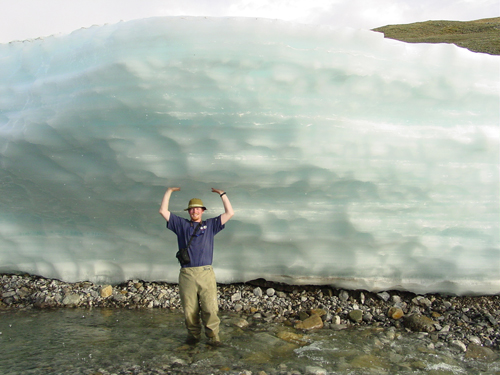 Jay Zarnetske explores river icings in Alaska in 2004.