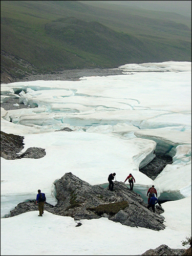 A river icing on a small unnamed river that drains into Galbraith Lake, Alaska.