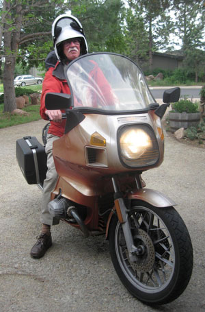 Dave rode a BMW motorcycle as a race marshal in the Coors Classic Bicycle Race