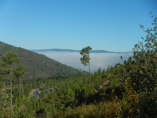 Fog develops in Vale Cobrão as researchers plan fieldwork for project with a broad aim of measuring wind energy over Europe.