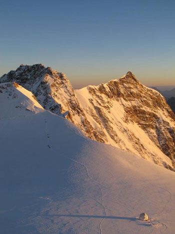 Photo of the Colle Gnifetti glacier on the Swiss-Italian border