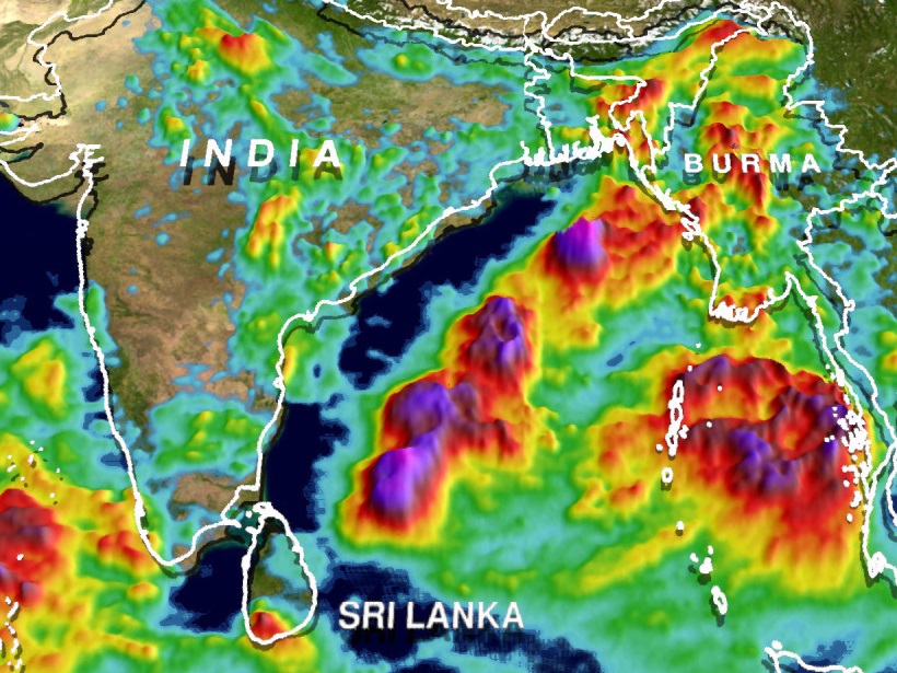 Total rainfall accumulation over South Asia from May 24 to June 1, 2017 using estimates from NASA's Integrated Multi-satellitE Retrievals for GPM (IMERG) data.