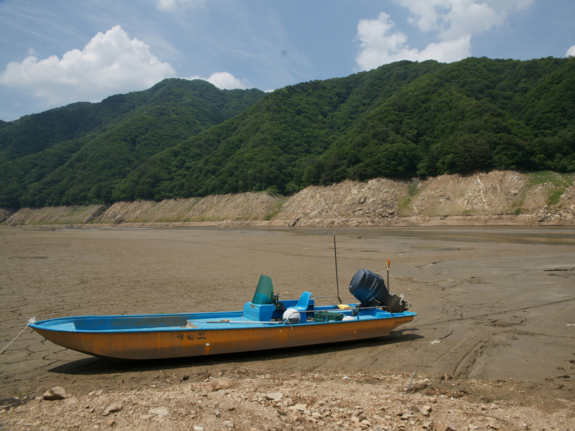 Dry bed of Lake Soyang following a severe drought in South Korea.