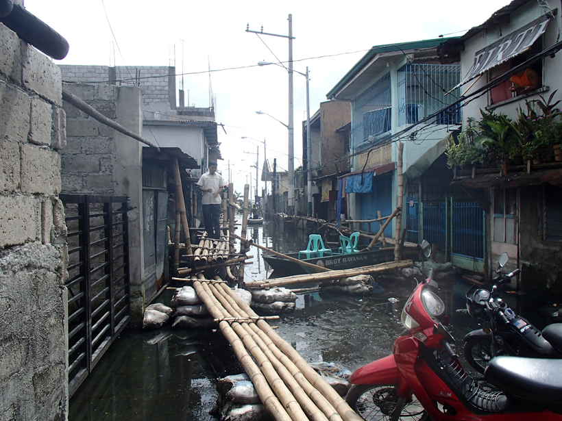 In September 2009, Typhoon Ketsana dropped 455 millimeters of rain on Manila in 24 hours, flooding the city.