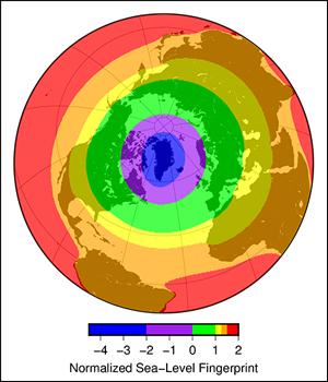 Sea level rise on the East Coast is more pronounced south of 40°N latitude.