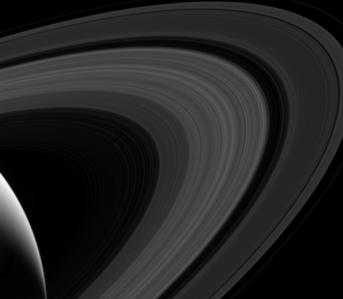 Saturn’s rings, viewed by Cassini’s wide-angle camera just before the grand finale orbits began.