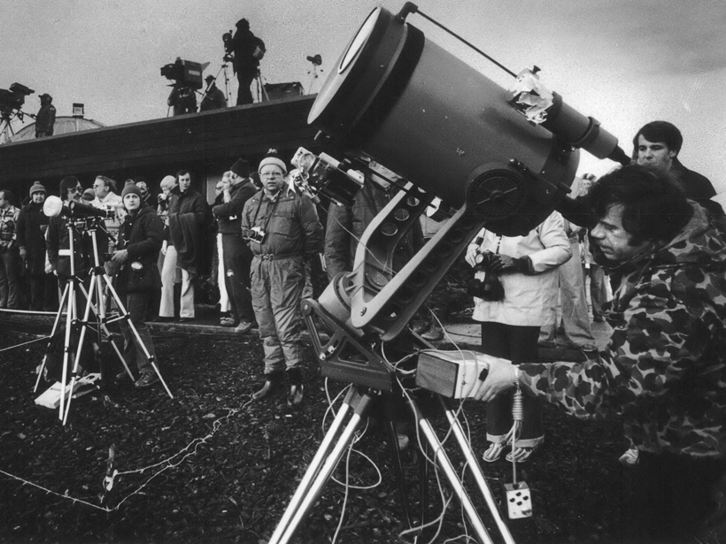 Solar eclipse enthusiasts gather for the 26 February 1979 total solar eclipse in Goldendale, Wash.