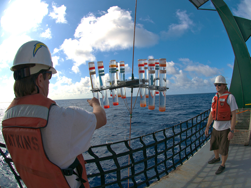 Hawaii Ocean Time-series program scientists recover particle interceptor traps